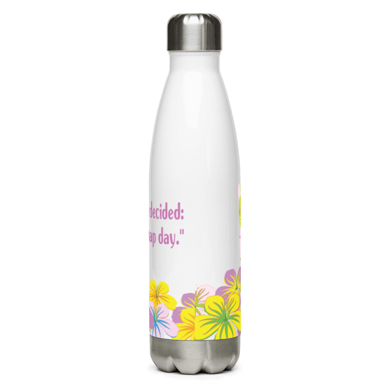 The Pepita Bottle - side view with tropical flowers