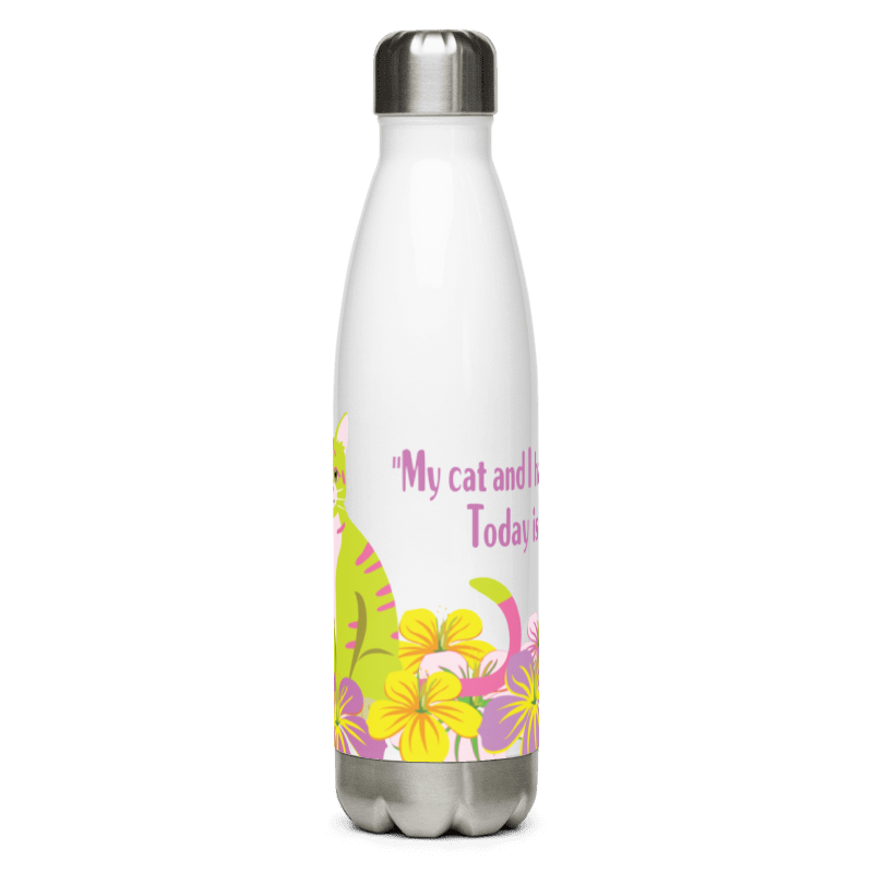 The Pepita Bottle - front view with Pepita cat and nap day quote